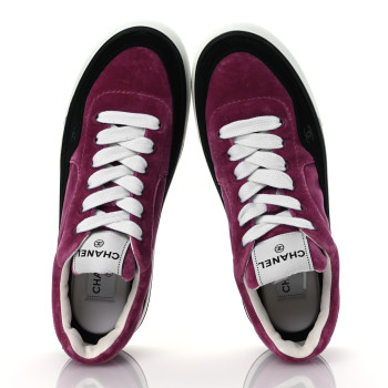 CHANEL Calfskin Velvet Womens CC Sneakers 40 Black Pink