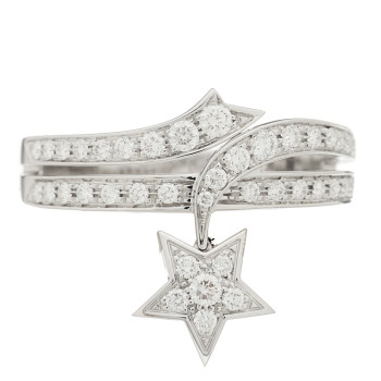 CHANEL 18K White Gold Diamond Etolie Filante Ring 60 9