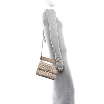 VALENTINO GARAVANI Metallic Nappa Medium Rockstud Spike Shoulder Bag Gold