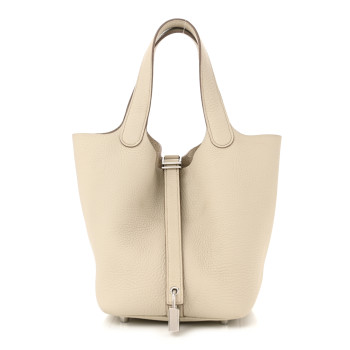 HERMES Taurillon Clemence Picotin Lock 18 PM Beton