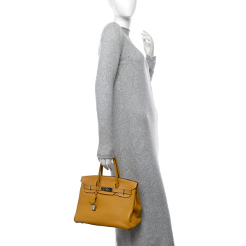 HERMES Taurillon Clemence Birkin 30 Natural Sable