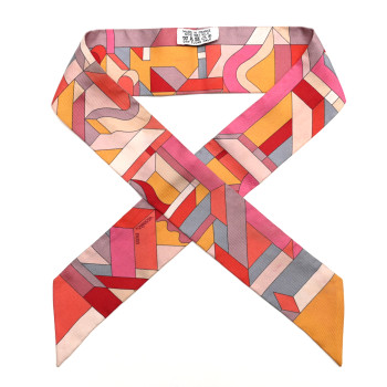 HERMES Silk Perspective Cavaliere Twilly Capucine Mauve Jaune