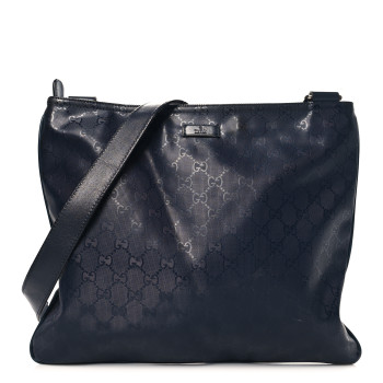 GUCCI Imprime Monogram Medium Flat Messenger Bag Navy