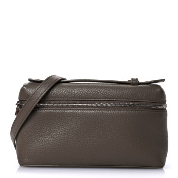 LORO PIANA Grained Calfskin L19 Extra Pocket Pouch Warm Mastic