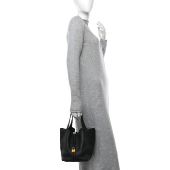 HERMES Taurillon Clemence Picotin Lock 22 MM Black