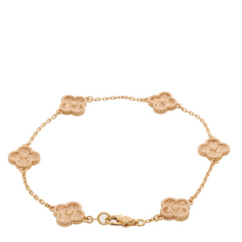 VAN CLEEF & ARPELS 18K Rose Gold 6 Motifs Sweet Alhambra Bracelet