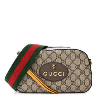 GUCCI GG Supreme Monogram Web Neo Vintage Shoulder Bag Beige New Acero Crop