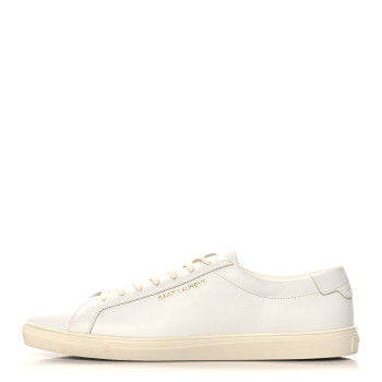 SAINT LAURENT Calfskin Mens Andy Low Top Sneakers 45 Mystic White