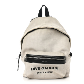 SAINT LAURENT Canvas Rive Gauche Mini City Backpack White Black