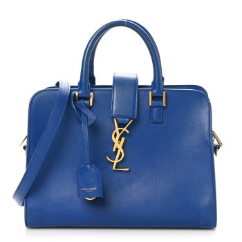 SAINT LAURENT Calfskin Monogram Baby Cabas Blue