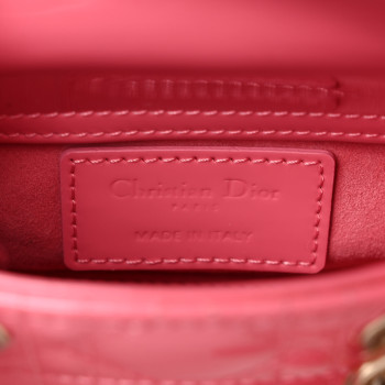 CHRISTIAN DIOR Patent Cannage Micro Lady Dior Peony Pink