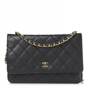 CHANEL Caviar Quilted Wallet On Chain WOC Black