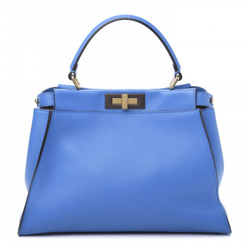FENDI Vitello Seta Medium Peekaboo Iconic Satchel Blue Royal