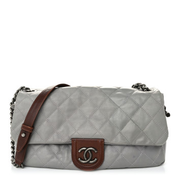 CHANEL Calfskin Large Country Chic Flap Grey