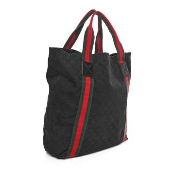 GUCCI GG Monogram Medium Web Handle Vertical Tote Black