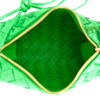 BOTTEGA VENETA Metallic Calfskin Intrecciato Mini Loop