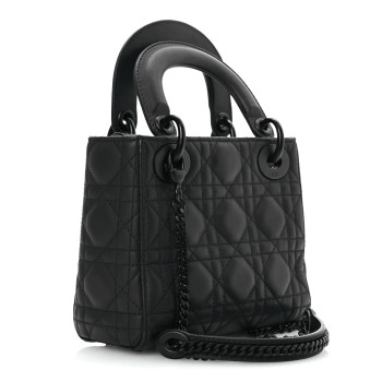 CHRISTIAN DIOR Ultra Matte Calfskin Cannage Mini Lady Dior Black