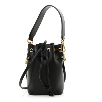 FENDI Vitello Liberty Lucido F is Fendi Mini Mon Tresor Bucket Bag Black