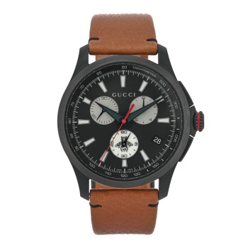 GUCCI PVD Stainless Steel Calfskin 44mm G-Timeless Chronograph Bee Quartz Watch Black