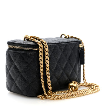 CHANEL Caviar Quilted Sweetheart Vanity Case Black
