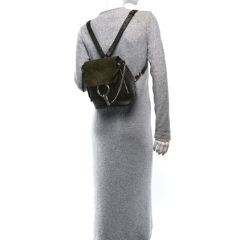CHLOE Suede Calfskin Small Faye Backpack Deep Forest
