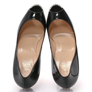 CHRISTIAN LOUBOUTIN Patent New Very Prive Spikes 120 Pumps 40.5 Black