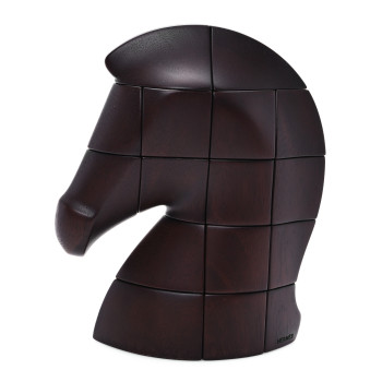HERMES Mahogany Wood Samarcande Brainteaser Paperweight Acajou Brun