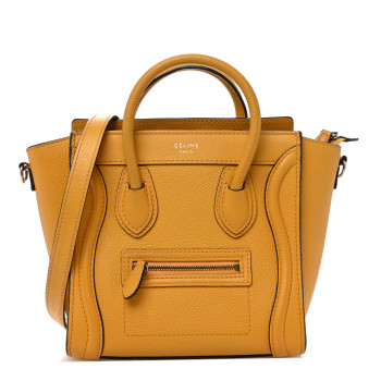 CELINE Drummed Calfskin Nano Luggage Ocre