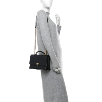 CHANEL Grained Calfskin Small Stitched Flap Black