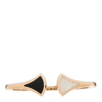 BULGARI 18K Rose Gold Mother of Pearl Black Onyx Divas Dream Cuff Bracelet