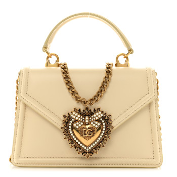 DOLCE & GABBANA Smooth Calfskin Small Devotion Envelope Top Handle Bag Light Beige