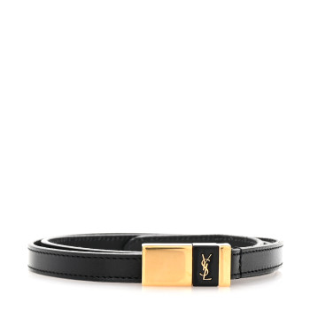 SAINT LAURENT Smooth Calfskin Thin Anchor Belt 75 30 Black
