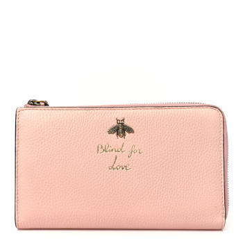 GUCCI Calfskin Cellarius Blind For Love Wristlet Perfect Pink