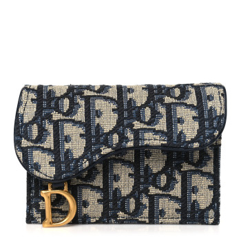 CHRISTIAN DIOR Oblique Saddle Card Holder Blue