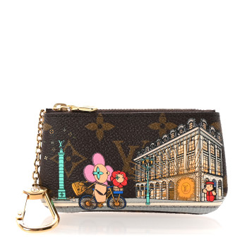 LOUIS VUITTON Monogram 2022 Christmas Animation Paris Key Pouch Pink
