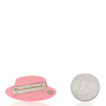 CHANEL Resin Icon Manga Hat Brooch Pink White Gold
