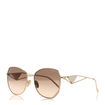 PRADA Metal Symbole Triangle Logo Sunglasses SPR57YS Anthracite Gray Cammeo Beige