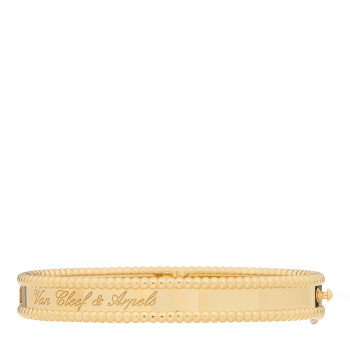 VAN CLEEF & ARPELS 18K Yellow Gold Perlee Signature Bangle Bracelet XS