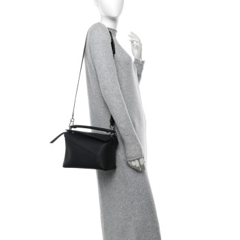 LOEWE Calfskin Small Puzzle Edge Bag Black