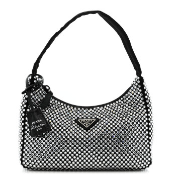 PRADA Satin Crystal Mini Re-Edition 2000 Bag Cristal