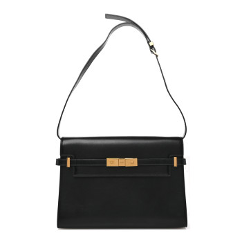 SAINT LAURENT Smooth Calfskin Manhattan Shoulder Bag Black