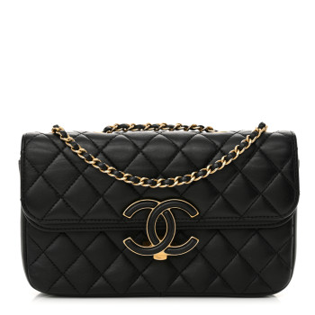 CHANEL Lambskin Quilted Small CC Chic Flap Black