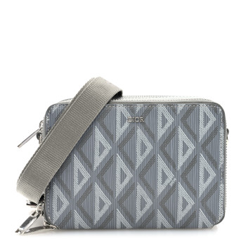 CHRISTIAN DIOR Coated Canvas CD Diamond Messenger Pouch Grey