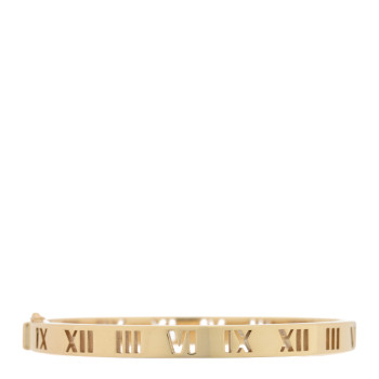 TIFFANY 18K Yellow Gold Diamond Atlas Pierced Hinged Bangle Bracelet
