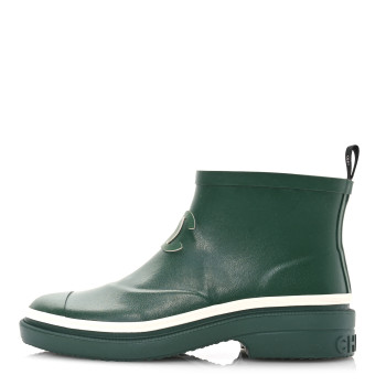 CHANEL Rubber CC Short Rain Boots 38 Dark Green CHANEL Rubber CC Short Rain Boots 38 Dark Green