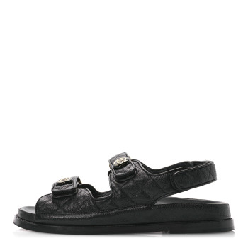 CHANEL Grained Calfskin Velcro Dad Sandals 40 Black CHANEL Grained Calfskin Velcro Dad Sandals 40 Black
