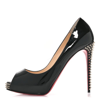 CHRISTIAN LOUBOUTIN Patent New Very Prive Spikes 120 Pumps 40.5 Black