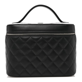 CHANEL Lambskin Quilted Large Vanity Pouch Black