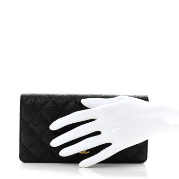CHANEL Caviar Quilted Yen Wallet Black