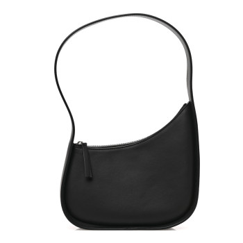 THE ROW Smooth Calfskin Half Moon Shoulder Bag Black